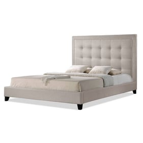 Baxton Studio Hirst Light Beige Fabric King Platform Bed