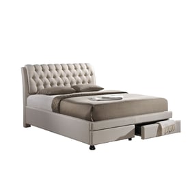 Baxton Studio Ainge Light Beige Fabric Upholstered Storage King Bed