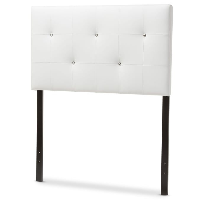 Baxton Studio Kirchem White Faux Leather Upholstered Twin