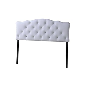 Baxton Studio Rita White Faux Leather Upholstered Button Tufted Queen Headb...