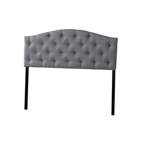 Baxton Studio Myra Grey Fabric Upholstered Button Tufted Queen Headboard