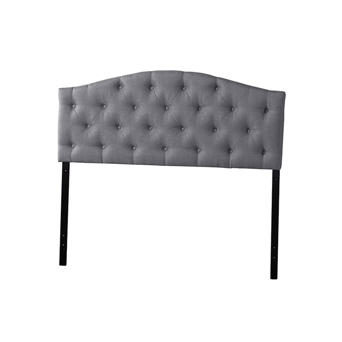 Baxton Studio Myra Grey Fabric Upholstered Button Tufted Full Headboard BAX-BBT6505-GREY-FULL-HB