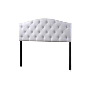 Baxton Studio Myra White Faux Leather Upholstered Button Tufted Queen Headb...