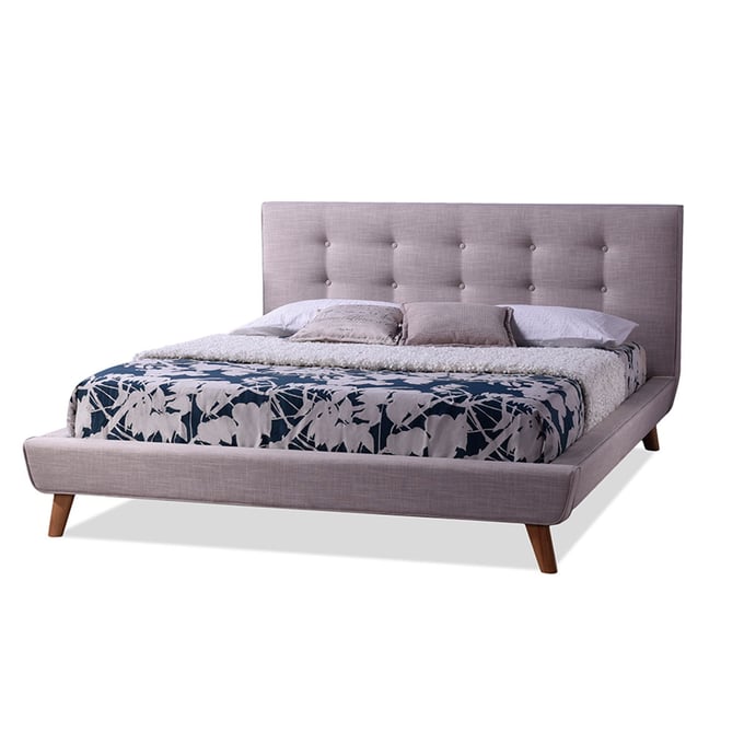 Baxton Studio Jonesy Beige Fabric Upholstered King Platform Bed BAX-BBT6537-KING-BEIGE