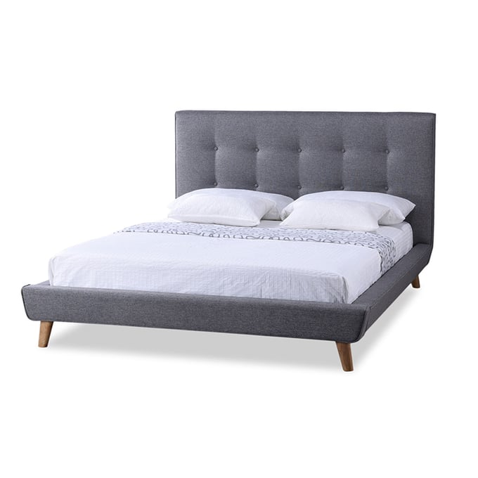 Baxton Studio Jonesy Grey Fabric Upholstered Full Platform Bed BAX-BBT6537-FULL-GREY