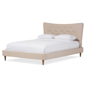 Baxton Studio Hannah Beige Fabric Upholstered Queen Platform Bed