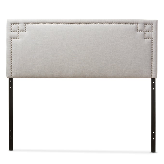 Baxton Studio Geneva Greyish Beige Fabric Upholstered Full Headboard BAX-BBT6575-GY-BG-FHB