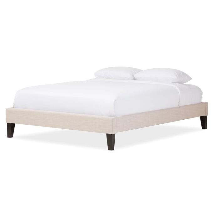 Baxton Studio Lancashire Beige Fabric Upholstered Full Bed Frame BAX-BBT6598-BEIGE-FULL