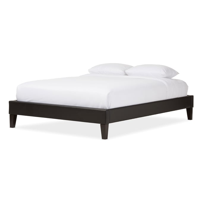 Baxton Studio Lancashire Black Faux Leather Upholstered Full Bed Frame BAX-BBT6598-BLACK-FULL