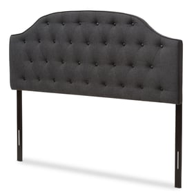 Baxton Studio Windsor Dark Grey Fabric Upholstered Buttoned Queen Headboard