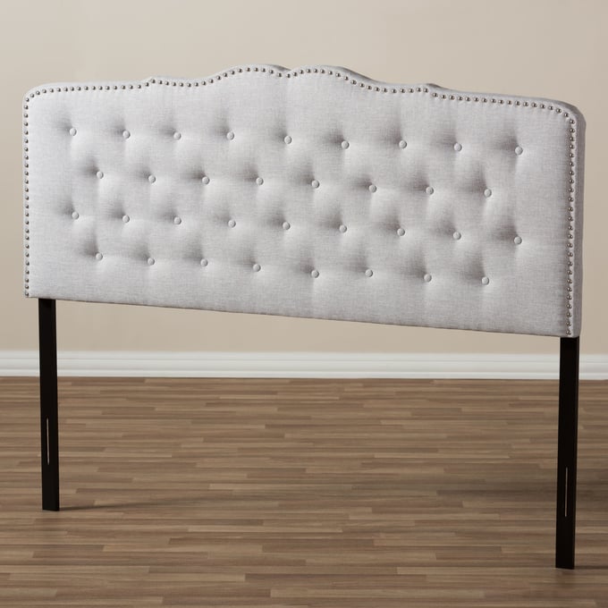 Baxton Studio Lucy Greyish Beige Fabric King Headboard The