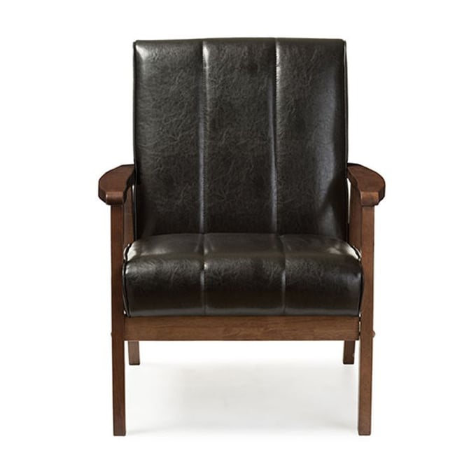 Baxton Studio Nikko Black Faux Leather Lounge Chair BAX-BBT8011A2-BLACK-CHAIR