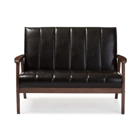 Baxton Studio Nikko Dark Brown Faux Leather 2 Seater Loveseat