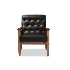 Baxton Studio Sorrento Black Faux Leather Upholstered Lounge Chair