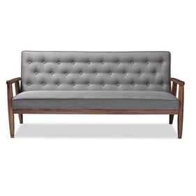 Baxton Studio Sorrento Grey Fabric Upholstered 3 Seater Sofa