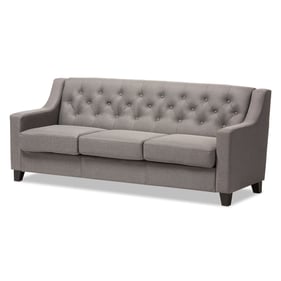 Baxton Studio Arcadia Grey Fabric Upholstered 3 Seater Sofa