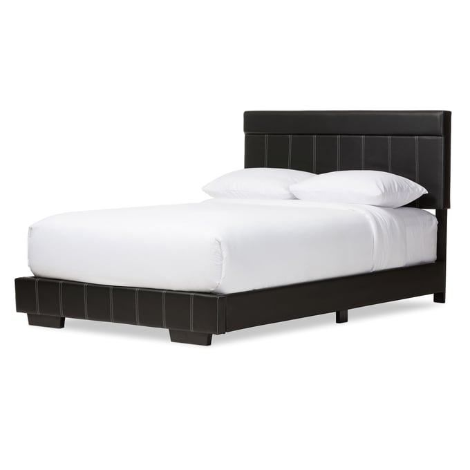 Baxton Studio Solo Black Faux Leather Upholstered Full Platform Bed BAX-BSL099-FULL-BLACK