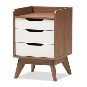 Baxton Studio Brighton Walnut Wood 3 Drawers Storage Night Stand