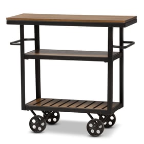 Baxton Studio Kennedy Brown Wood Mobile Serving Cart