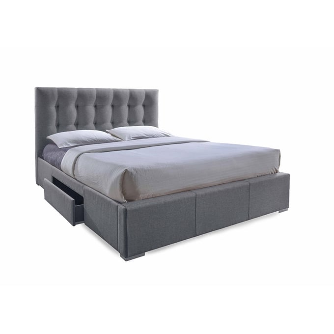 Baxton Studio Sarter Grey Fabric Upholstered 2 Drawers Storage King Bed BAX-CF8498-KING-GREY