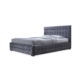 Baxton Studio Margaret Grey Velvet Button Tufted Queen Platform Bed