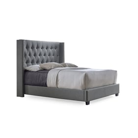 Baxton Studio Katherine Grey Fabric Wingback King Bed