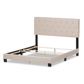 Baxton Studio Cassandra Light Beige Fabric Upholstered King Bed