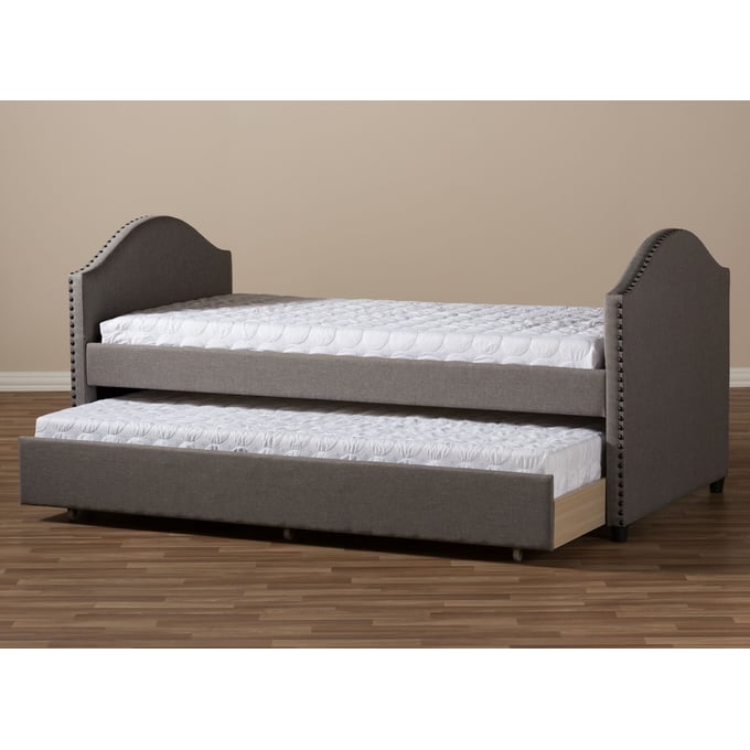 Baxton Studio Alessia Grey Fabric Upholstered Daybed with Guest