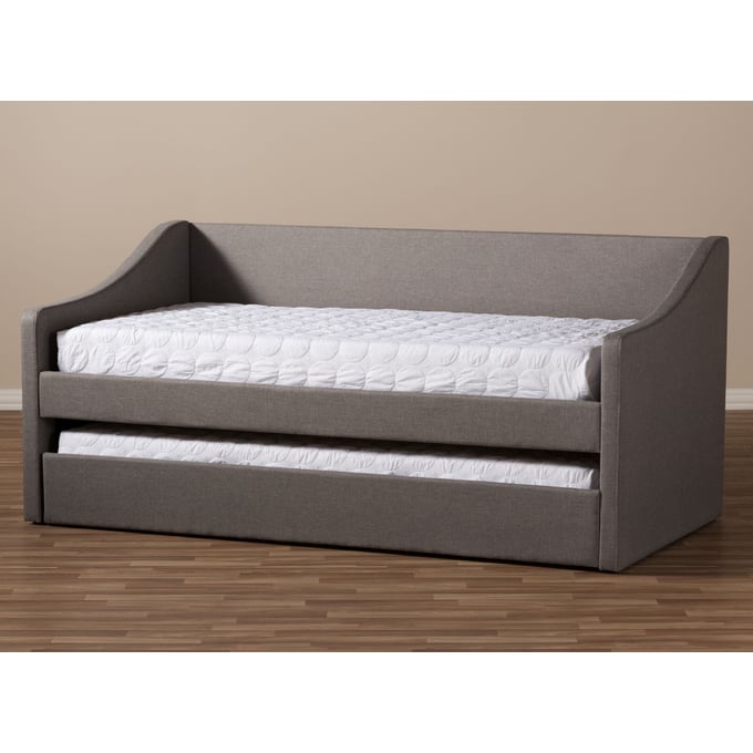 Baxton Studio Barnstorm Grey Fabric Upholstered Daybed with Guest