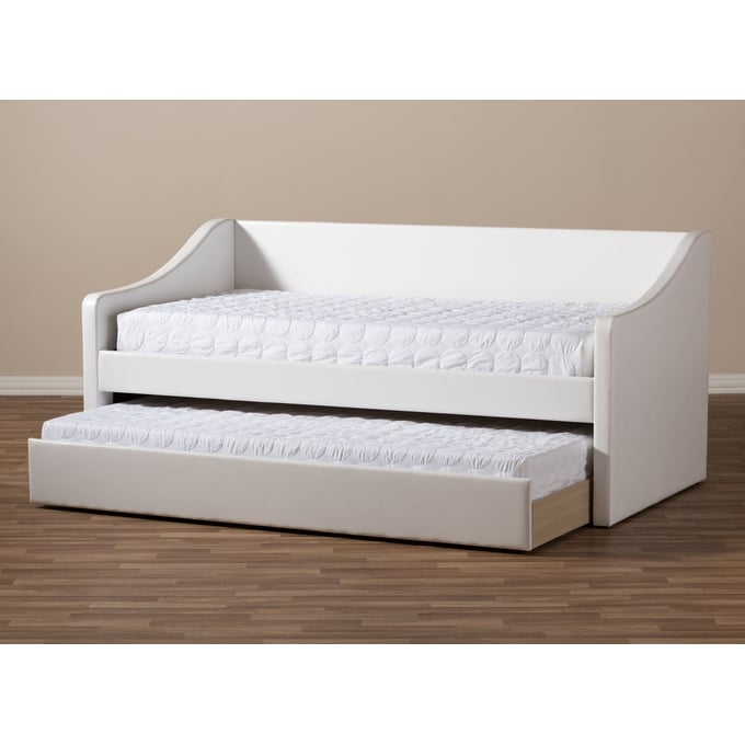 Baxton Studio Barnstorm White Faux Leather Upholstered Daybed with