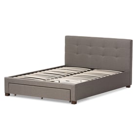 Baxton Studio Brandy Grey Fabric Upholstered King Storage Platform Bed