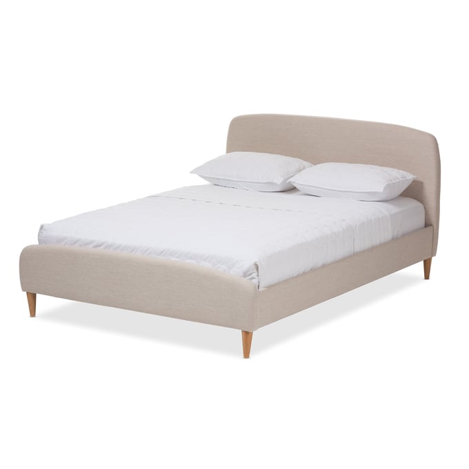 Baxton Studio Mia Light Beige Fabric Upholstered Full Platform Bed