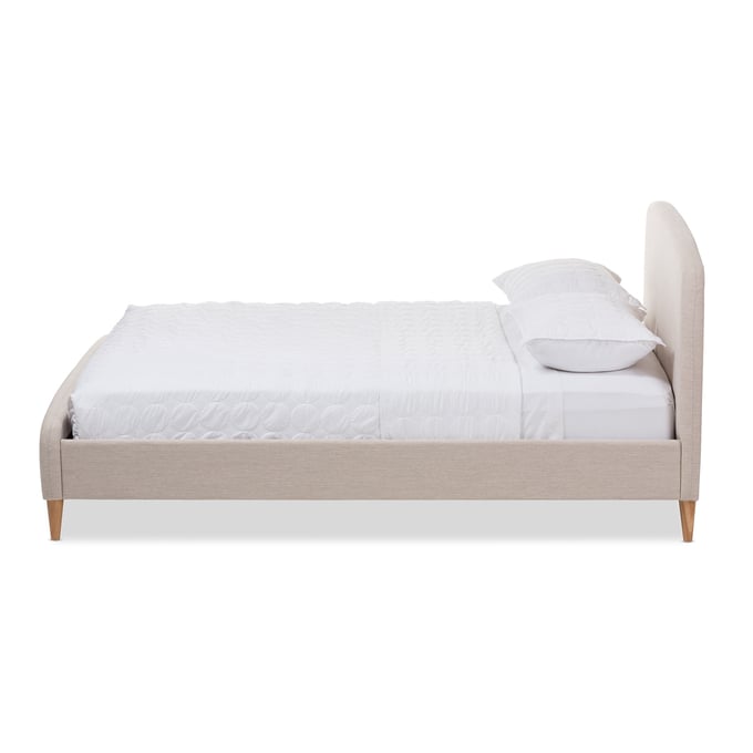 Baxton Studio Mia Light Beige Fabric Upholstered Full Platform Bed