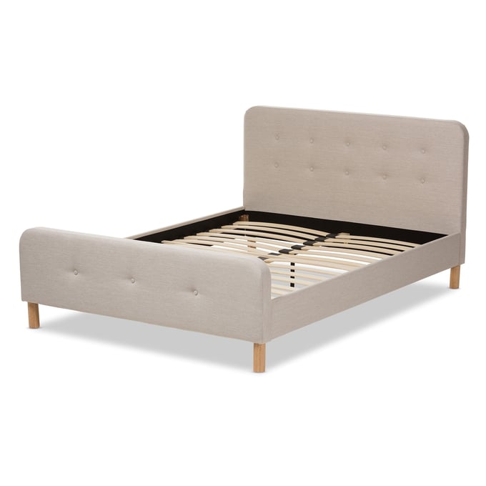 Baxton Studio Samson Light Beige Fabric Upholstered Full Platform Bed BAX-CF8815-LIGHT-BEIGE-FULL