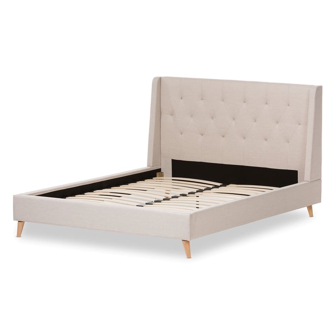 Baxton Studio Adelaide Light Beige Fabric Upholstered Queen Platform Bed BAX-CF8862-LIGHT-BEIGE-QUEEN