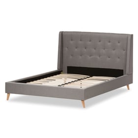 Baxton Studio Adelaide Light Grey Fabric Upholstered King Platform Bed