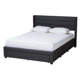 Baxton Studio Braylon Charcoal Grey Dark Brown Full 3 Drawer Bed