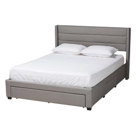 Baxton Studio Braylon Light Grey Dark Brown Queen 3 Drawer Bed