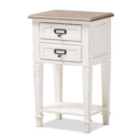 Baxton Studio Dauphine Whitewash Wood 2 Drawers Night Stand