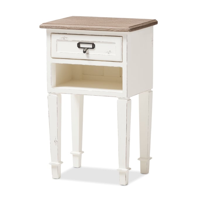 Baxton Studio Dauphine Whitewash Wood Night Stand BAX-CHR6VM-M-B-CA