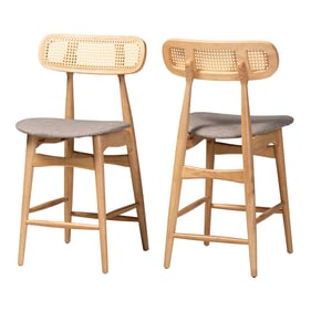 2 Baxton Studio Tarana Grey Natural Oak Counter Stools