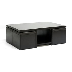 Baxton Studio Prescott Dark Brown Hidden Storage Table and Stool Set