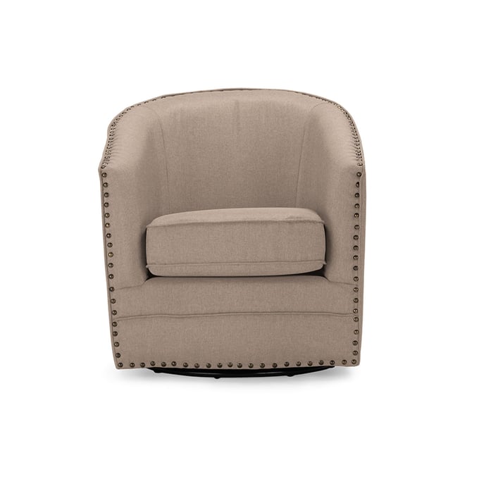 Baxton Studio Porter Beige Fabric Upholstered Swivel Tub Chair BAX-DB-182-BEIGE