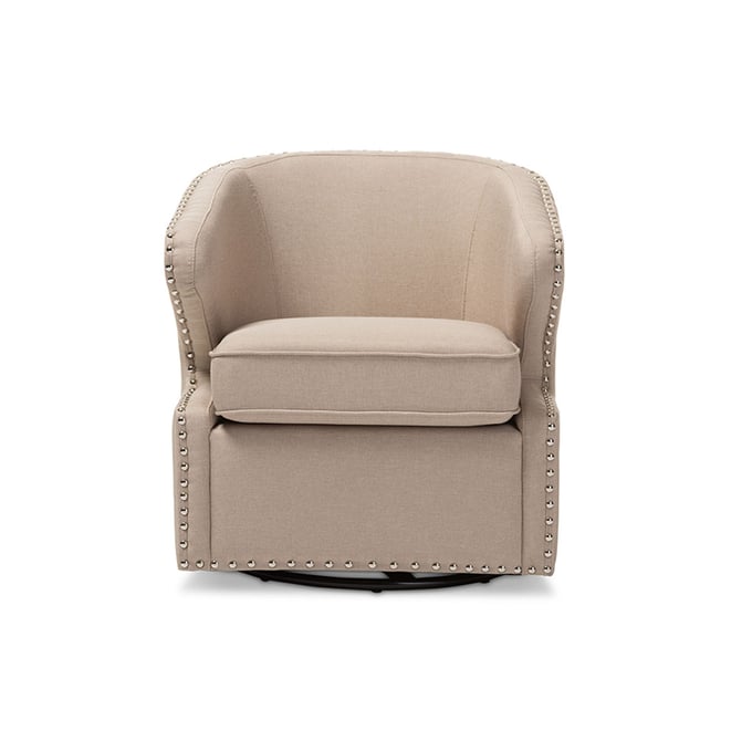 Baxton Studio Finley Beige Fabric Upholstered Swivel Armchair BAX-DB-203-BEIGE