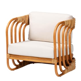 Baxton Studio Corsa Light Honey White Arm Chair