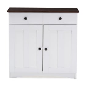 Baxton Studio Lauren White Wood 2 Doors Buffet Kitchen Cabinet