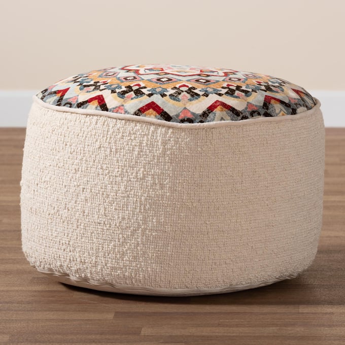 Baxton Studio Durrus Cream Ottoman Pouf The Classy Home