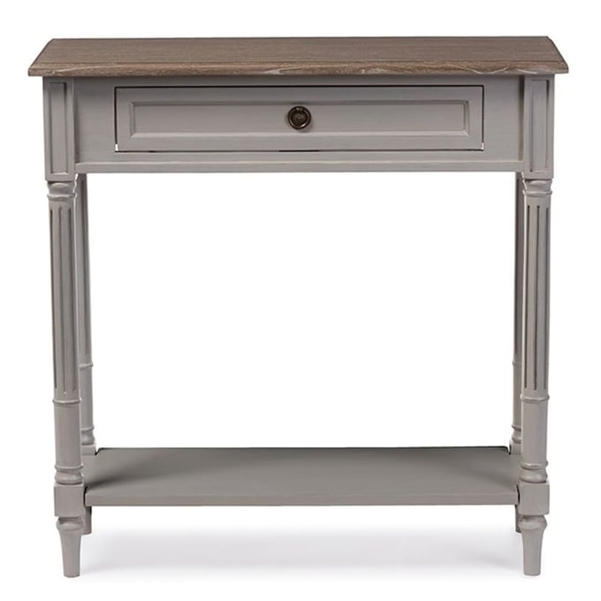 Baxton Studio Edouard Grey Light Brown Wood Console Table BAX-EDD8VM-M-B-W1