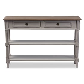 Baxton Studio Edouard Grey Light Brown Wood 2 Drawers Console Table