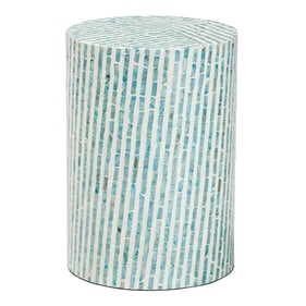 Baxton Studio Draven White Mosaic Blue End Table